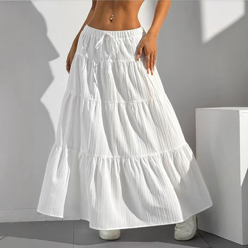 Maxi skirt for women with voluminous ruffle details and an elastic waistband Amarae