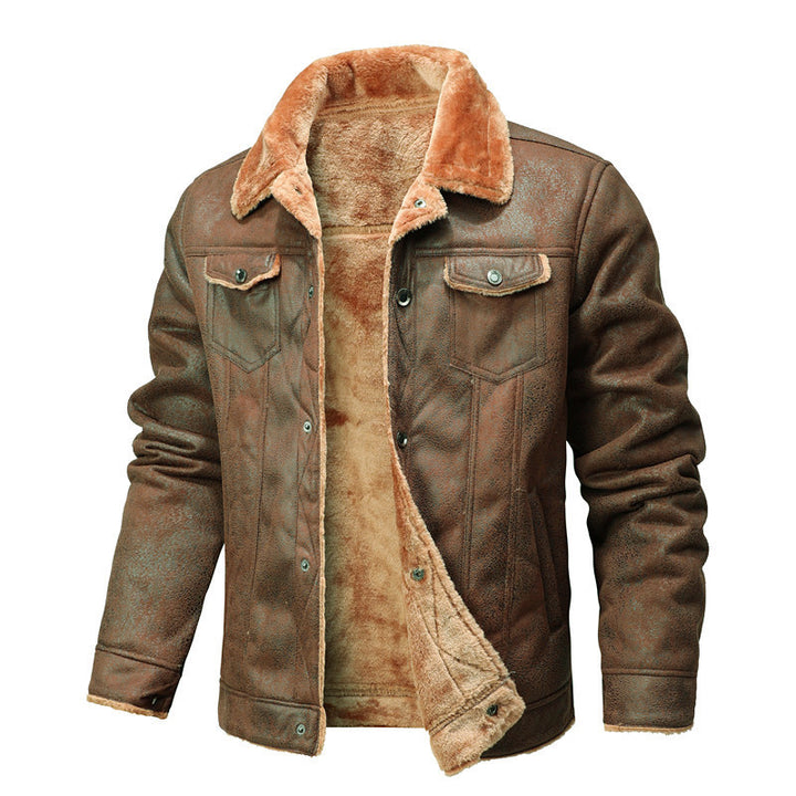 Stylish artificial leather jacket for men with warm teddy lining Lune London