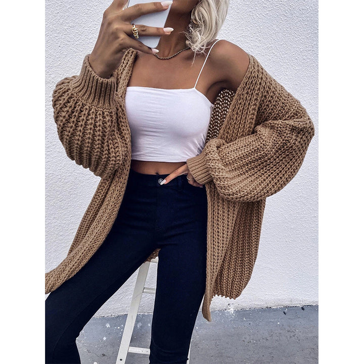Ladies Knit Cardigan with Wide Sleeves and a Casual Chic Look and Style