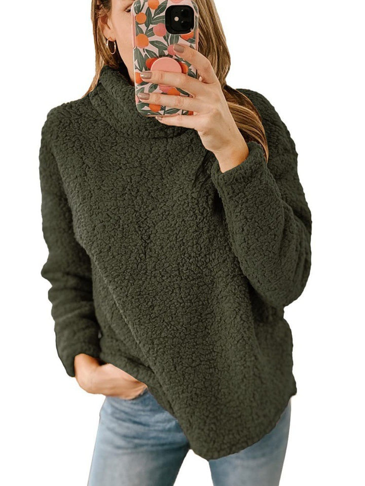 Pull en molleton confortable pour femmes avec col montant et surface texturée Chic & Stil