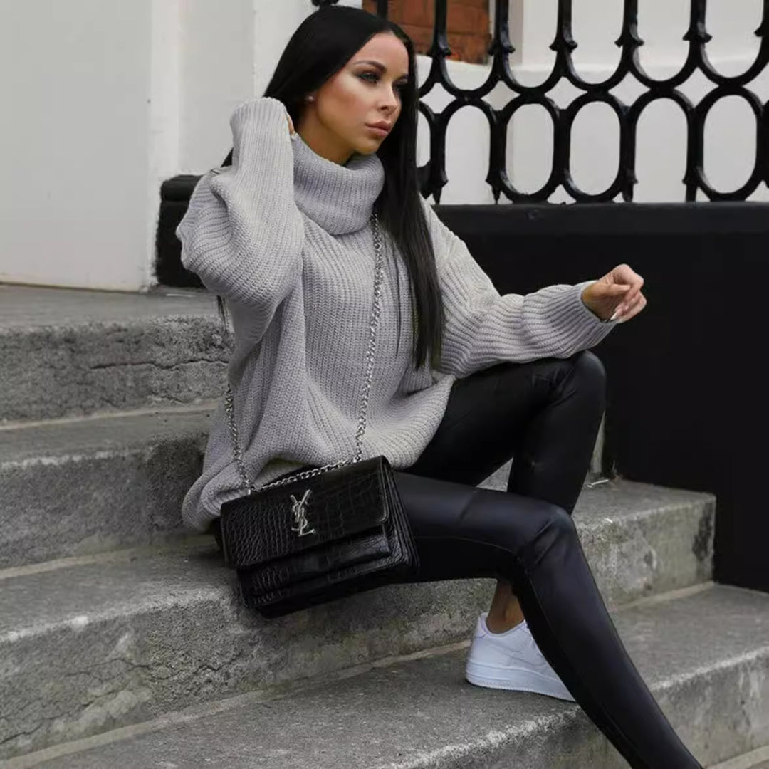 Oversized knitted sweater for women with high collar and relaxed fit Lune London