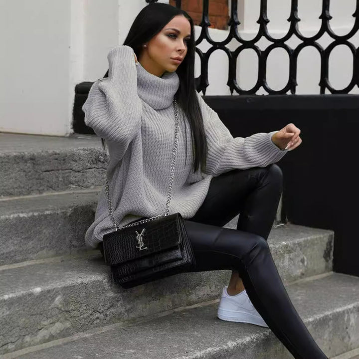 Oversized knitted sweater for women with high collar and relaxed fit Lune London