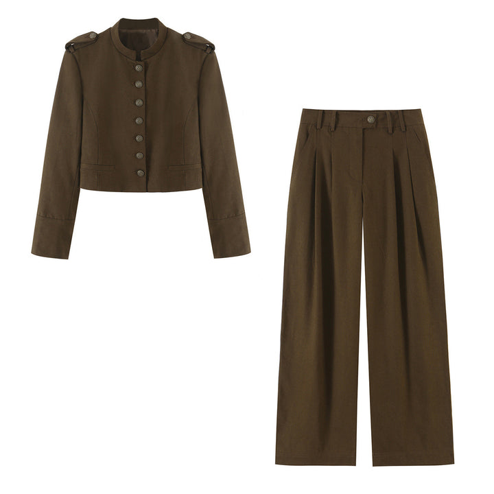Women's high-waisted wide pleated trousers with wide leg Amarae