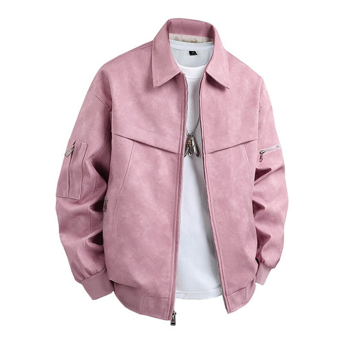 Synthetic leather jacket for men in a casual biker style with practical pockets Amarae