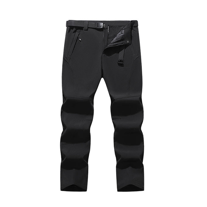 Men's softshell pants for outdoor with pre-shaped knees, integrated belt and zippered pockets Amarae