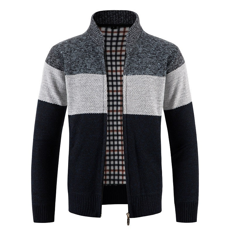 Men's knitted jacket with modern zipper and structured pattern Lune London