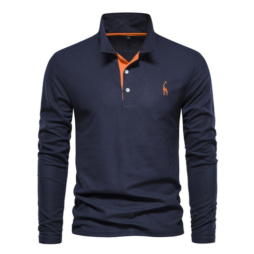 Men's Long Sleeve Polo Shirt with Modern Collar and Breathable Cotton Quality Amarae