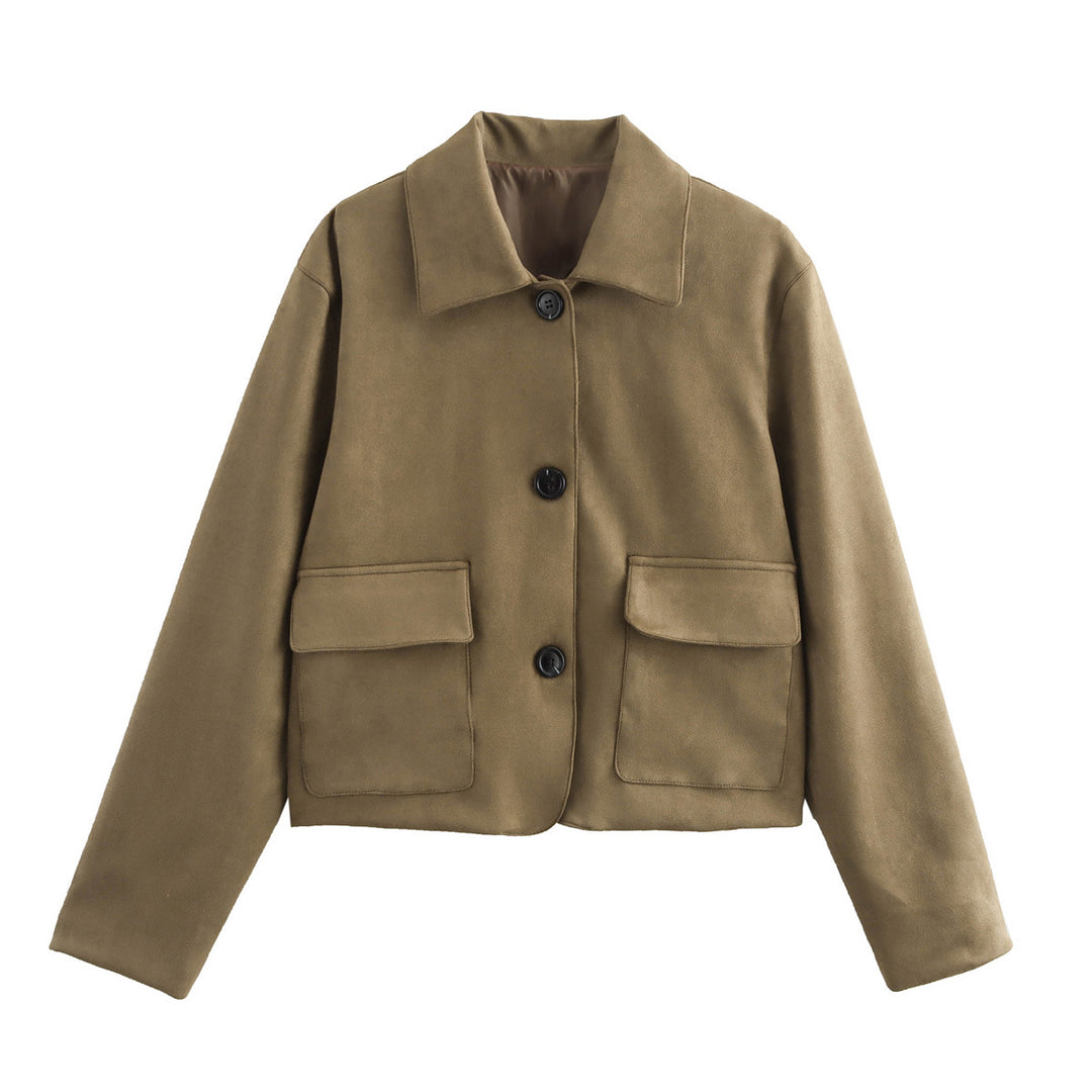 Short women's jacket made of soft material with practical pockets Lune London