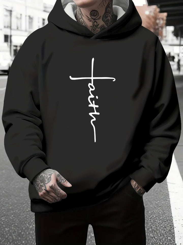 Men's hoodie with a subtle gradient of colors and an inspiring inscription Amarae