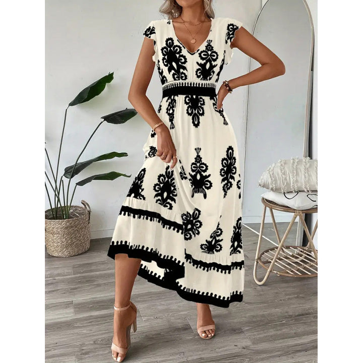 Lune London Embroidered V Neck Maxi Dress for Women