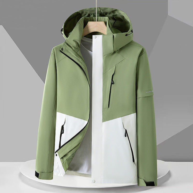Men's technical softshell jacket with hood, windproof membrane, and chest zipper pocket Amarae