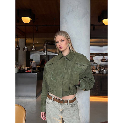 Ladies Cropped Suede Jacket Amarae