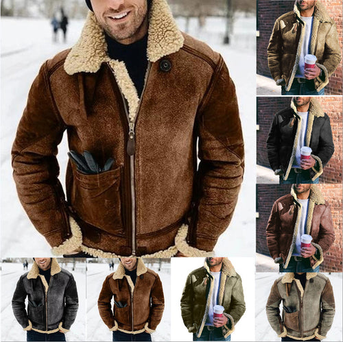 Men's leather jacket with warm lining and practical pockets Amarae