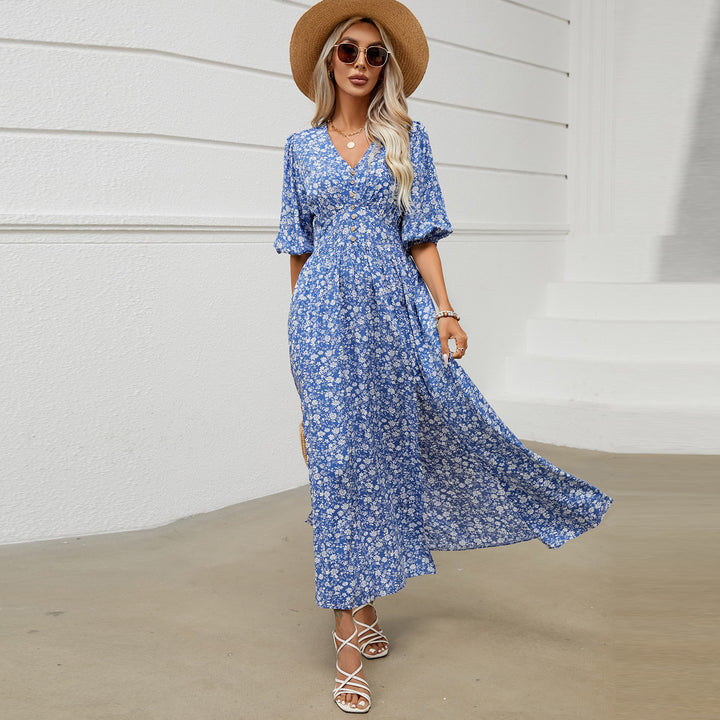 Lune London Floral print maxi dress with button closure for women
