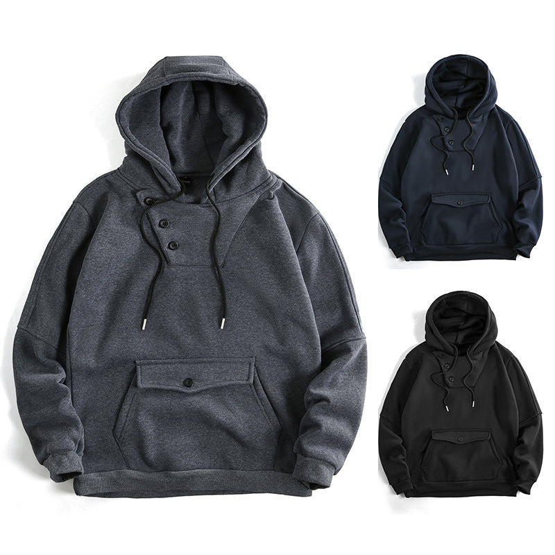 Men's casual hoodie with button details and practical pockets Lune London