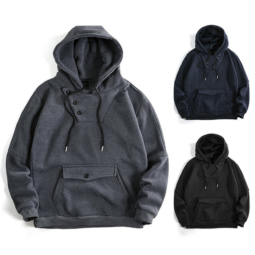 Men's casual hoodie with button details and practical pockets Amarae