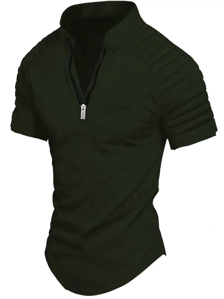 Men's sporty functional shirt with half zipper and ribbed details Lune London
