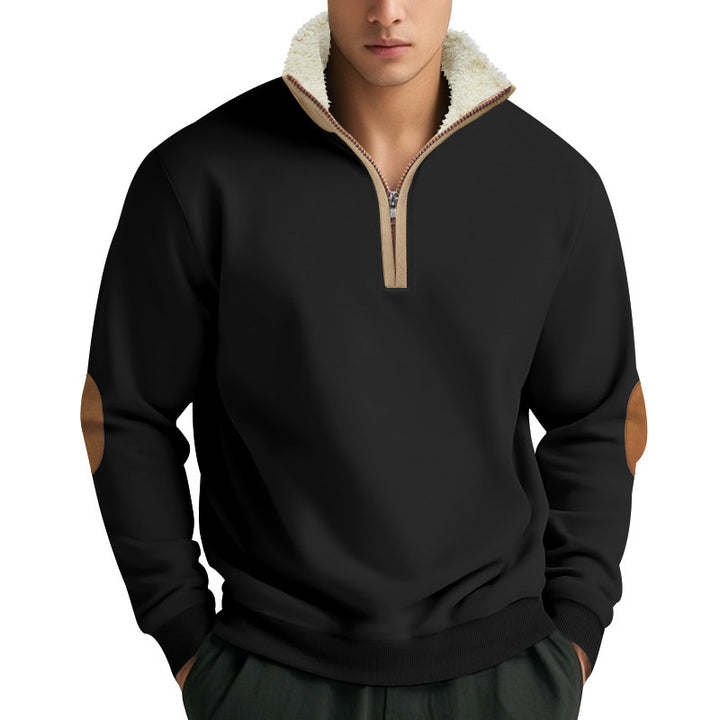Fleece pullover for men with high collar and zipper Amarae