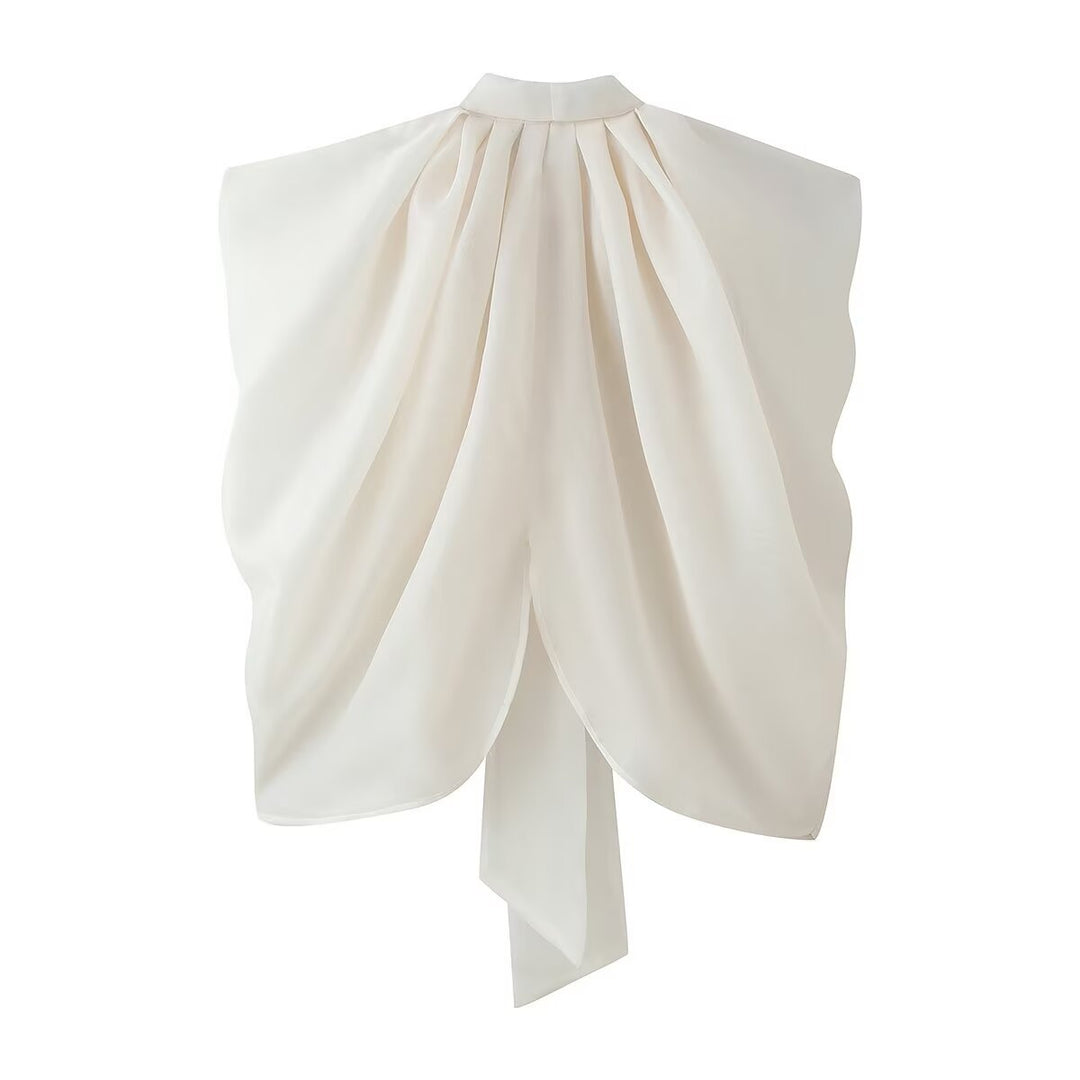 Women's sleeveless chiffon blouse with bow collar Amarae