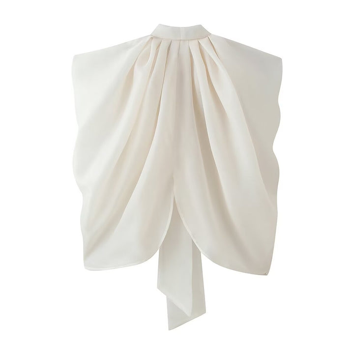 Women's sleeveless chiffon blouse with bow collar Amarae