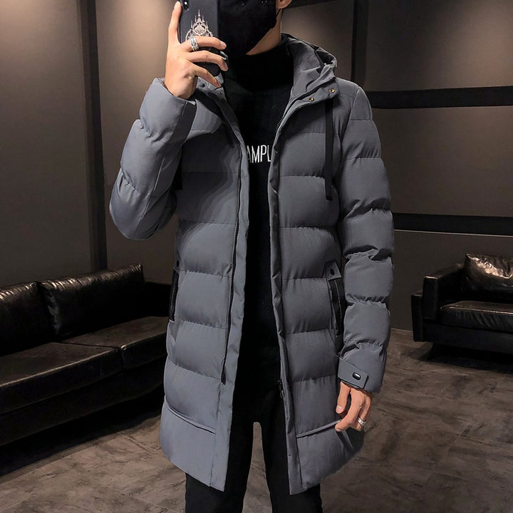 Long insulated bomber jacket for men with hood Amarae