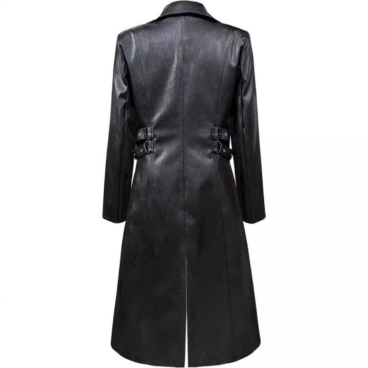 Ladies elegant leather jacket with decorative buckles Lune London