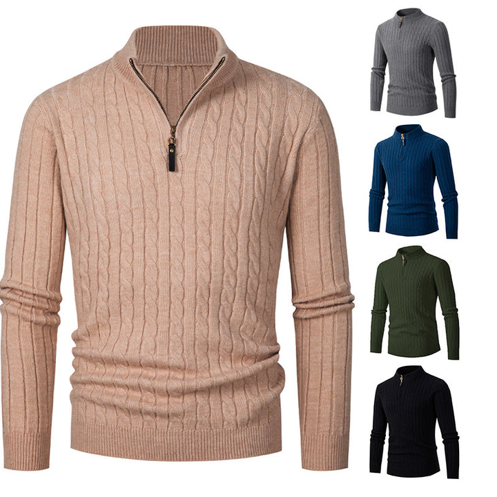 Men's knitted sweater with modern zipper and cable knit pattern Lune London