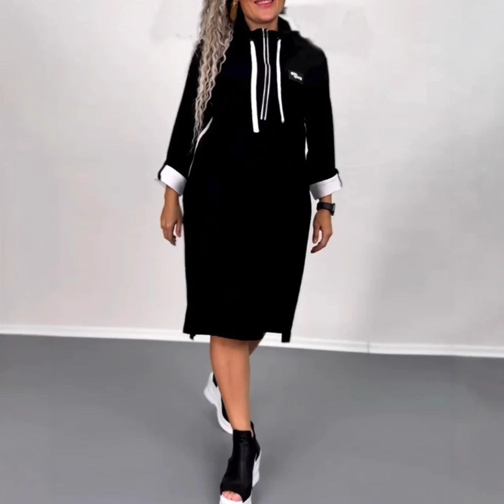Robe sweat femme avec poches latérales et contraste de couleurs tendance Chic & Stil