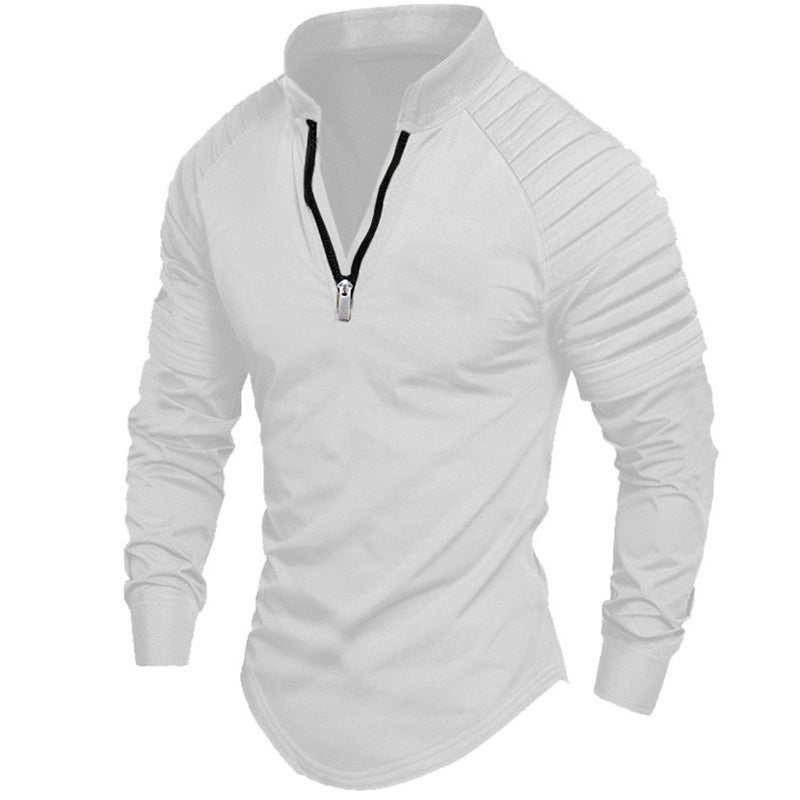 Long sleeve sport shirt for men with high collar and zip Lune London