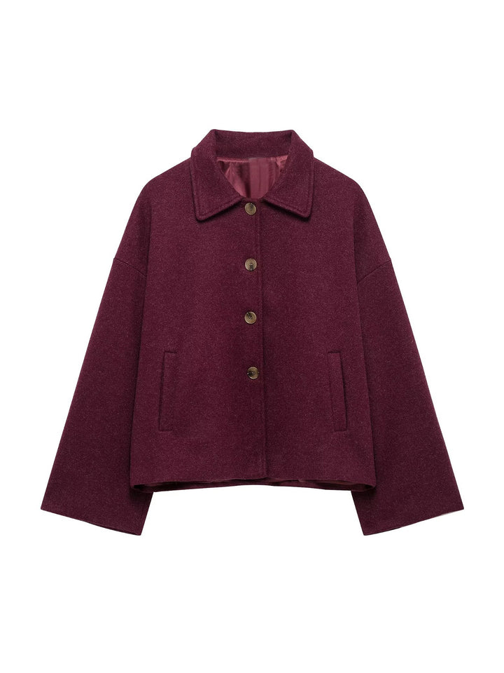 Ladies Oversized Wool Jacket with Decorative Buttons Lune London