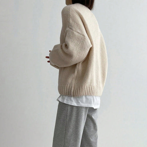 Amarae | Sweater - Women's Autumn Oversized Round Neck Knit Sweater