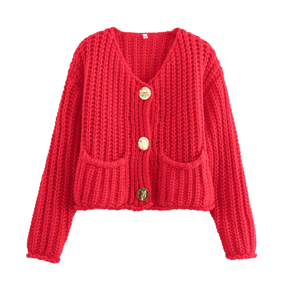 Women timeless cardigan with large buttons and pockets Lune London