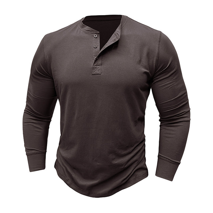 Men's long sleeve Henley shirt with stylish buttons and a high quality cotton blend Lune London