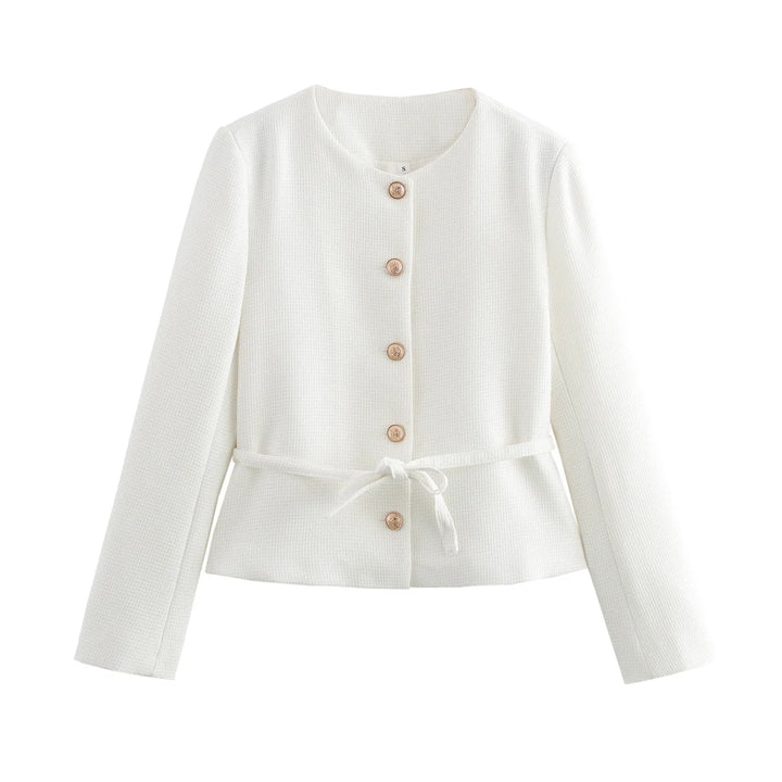 Stylish transitional jacket for women with button details and drawstring Lune London