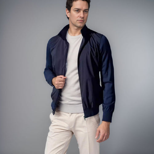 Sporty transition jacket for men with modern high collar and elastic cuffs Amarae