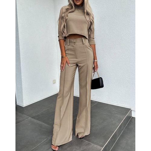 Woman trendy cropped top with elegant palazzo pants Amarae
