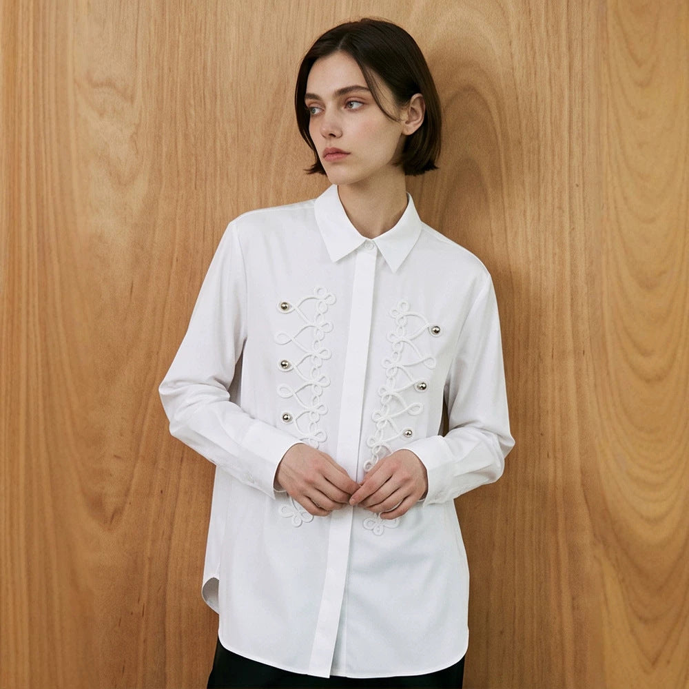 Women's Embellished Blouse with Decorative Cord Application Amarae