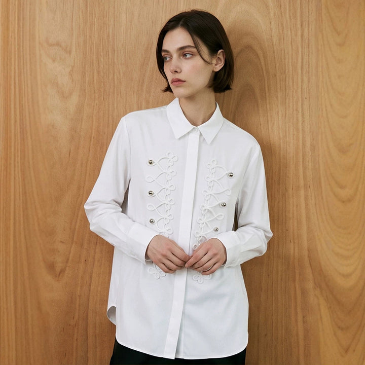 Women's Embellished Blouse with Decorative Cord Application Amarae