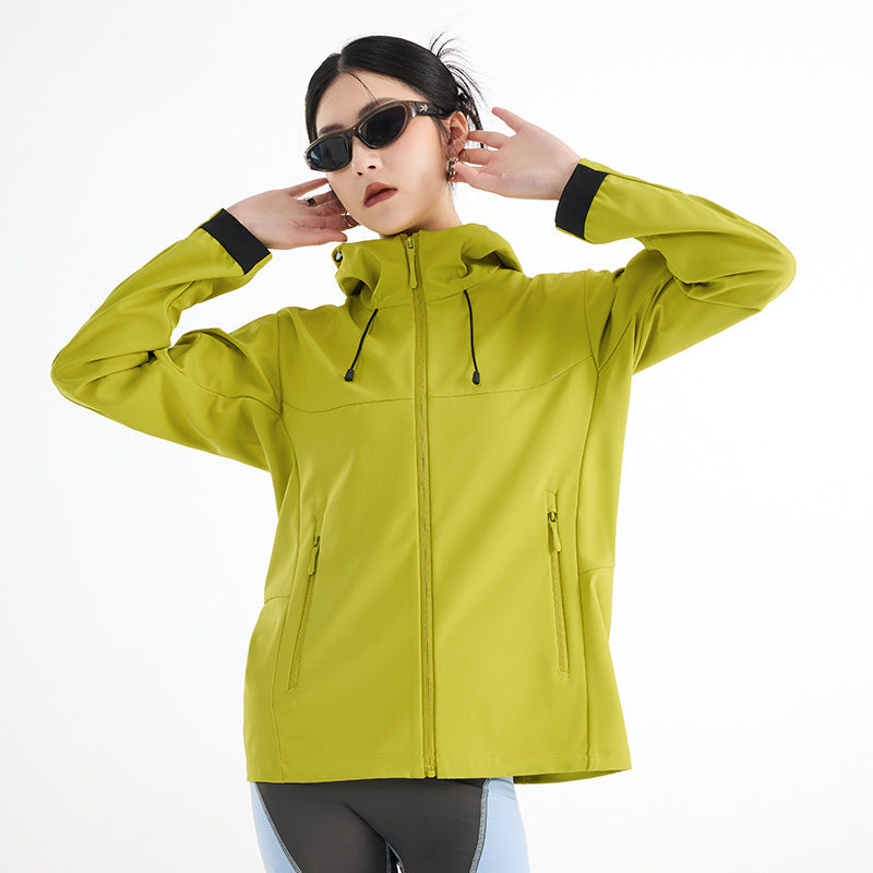 Women's Breathable Softshell Rain Jacket with Hood, Windproof and Minimalist Tech Look Amarae