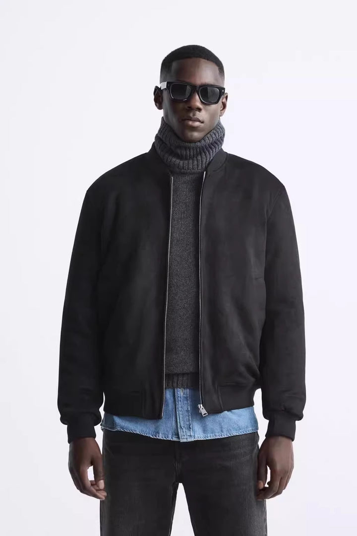 Men's short bomber jacket in minimalist style with ribbed hem Amarae