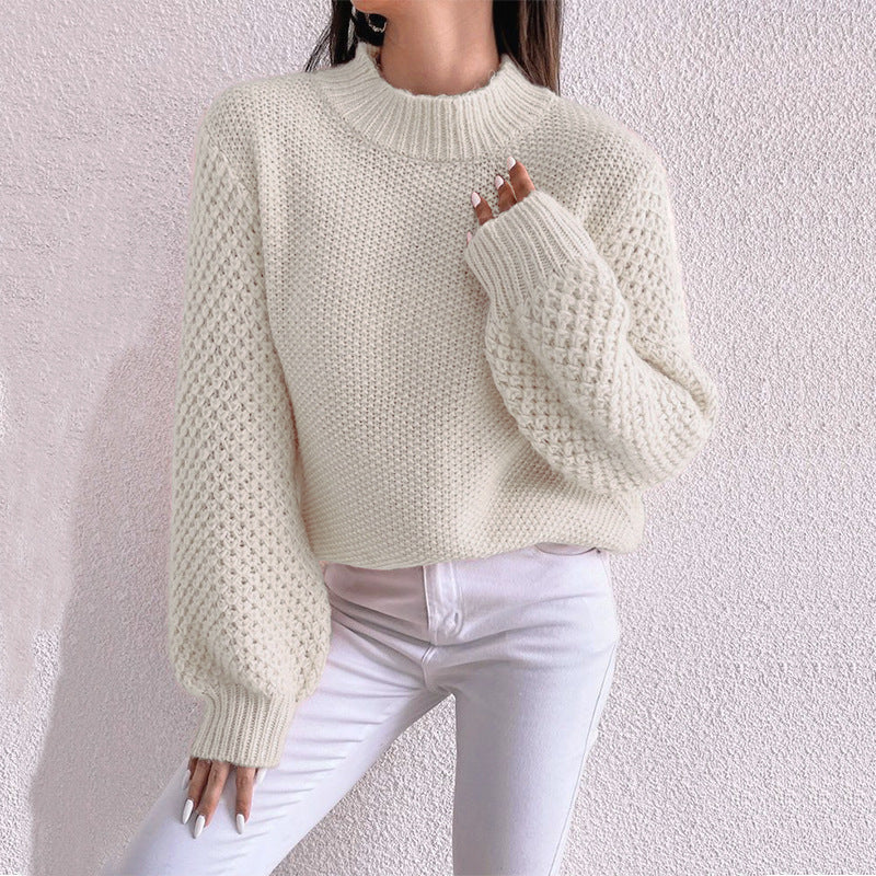 Oversized cozy pullover for women with structured pattern and turtleneck Lune London