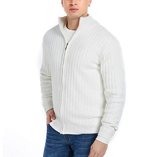Men's knitted jacket with high collar and zipper Amarae
