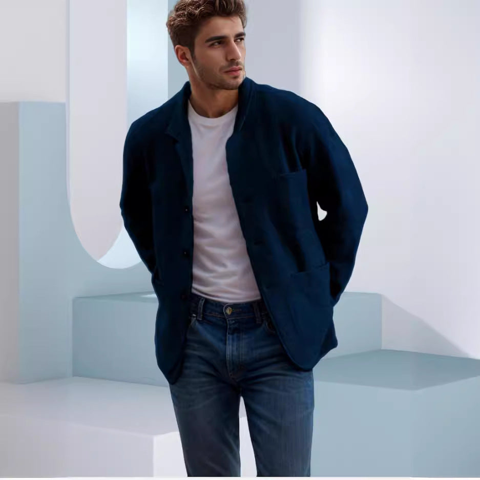 Transitional jacket for men in high-quality material with an elegant collar and practical pockets Lune London