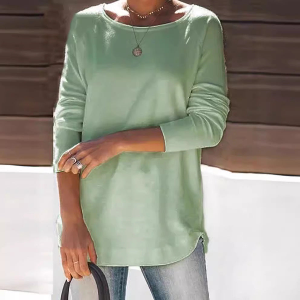 Ladies comfortable long sleeve t-shirt with a large neck Lune London