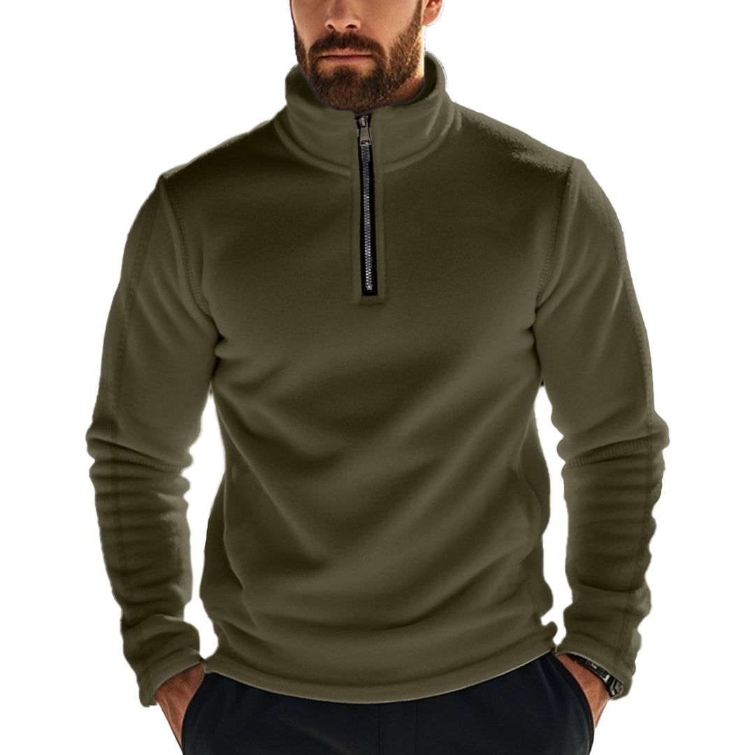 Men's Fleece Half-Zip Pullover with High Collar Comfortable Lune London