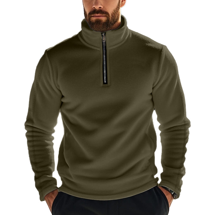 Men's Fleece Half-Zip Pullover with High Collar Comfortable Lune London
