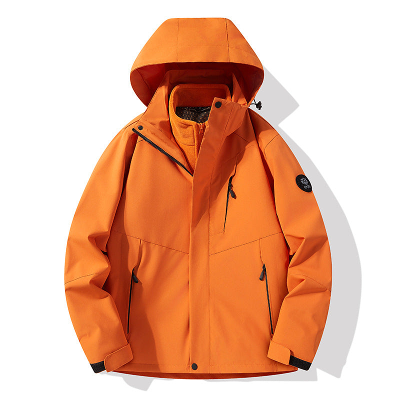 Men's three-layer breathable softshell trekking jacket with integrated fleece collar and adjustable hood Amarae