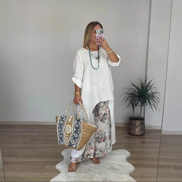 Women’s casual long sleeve shirt with asymmetric hem Chic & Stil