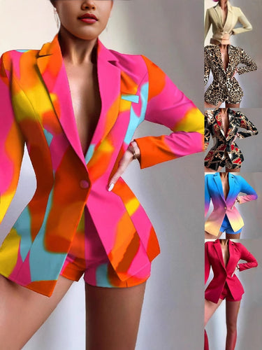 Women's jacket dynamic set with shorts and modern color play Amarae