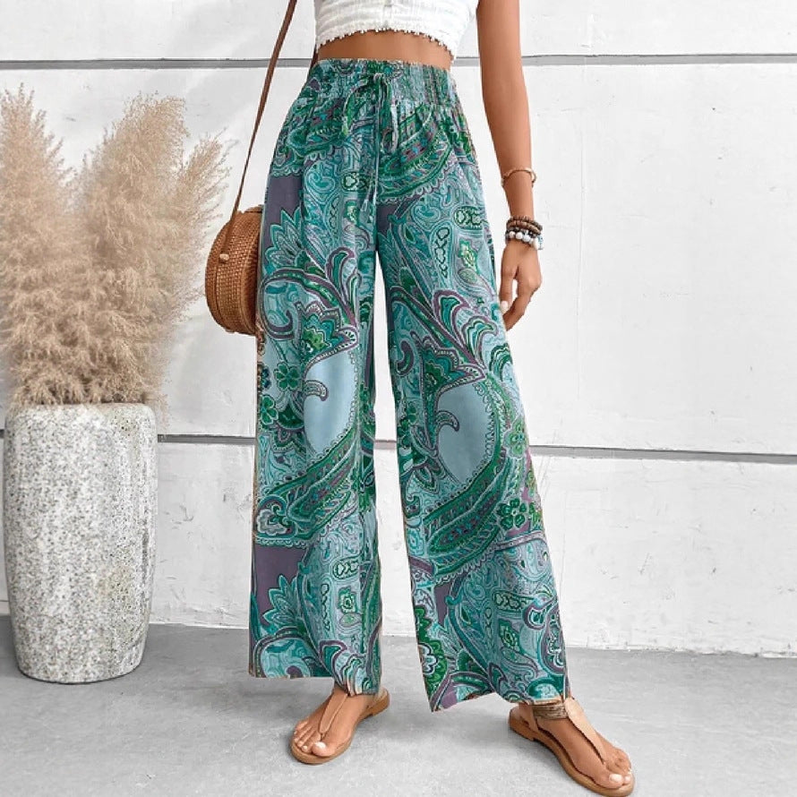 Wide pants for women with paisley pattern Lune London